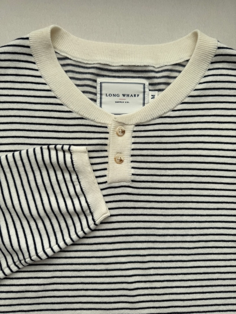 Long Wharf Supply Co. Men’s SeaWell Striped Knit Henley Size M - Picture 4 of 10